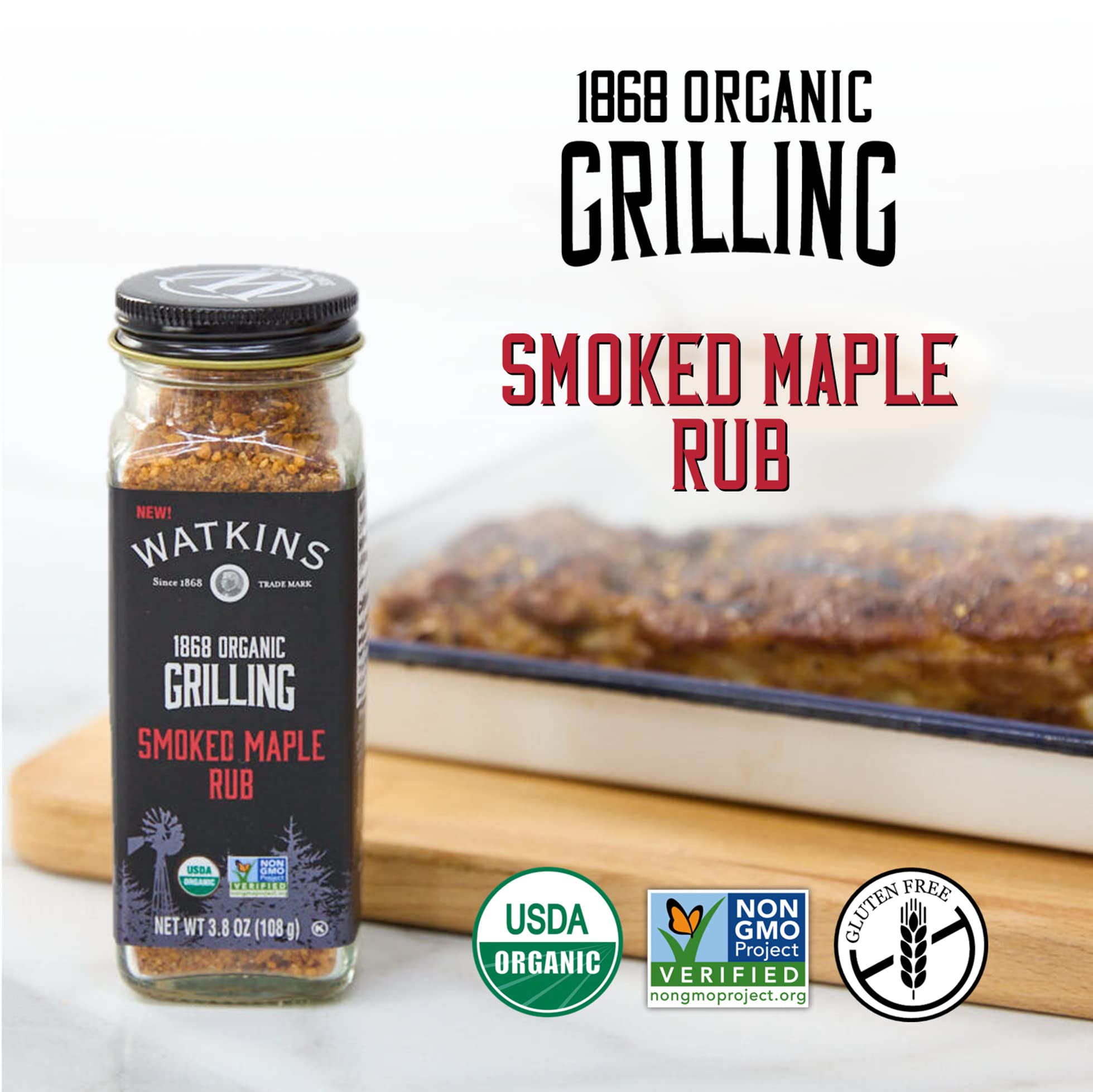 Watkins 1868 Organic Grilling Smoked Maple Rub, 3.8 oz, 3-Pack - Image 3
