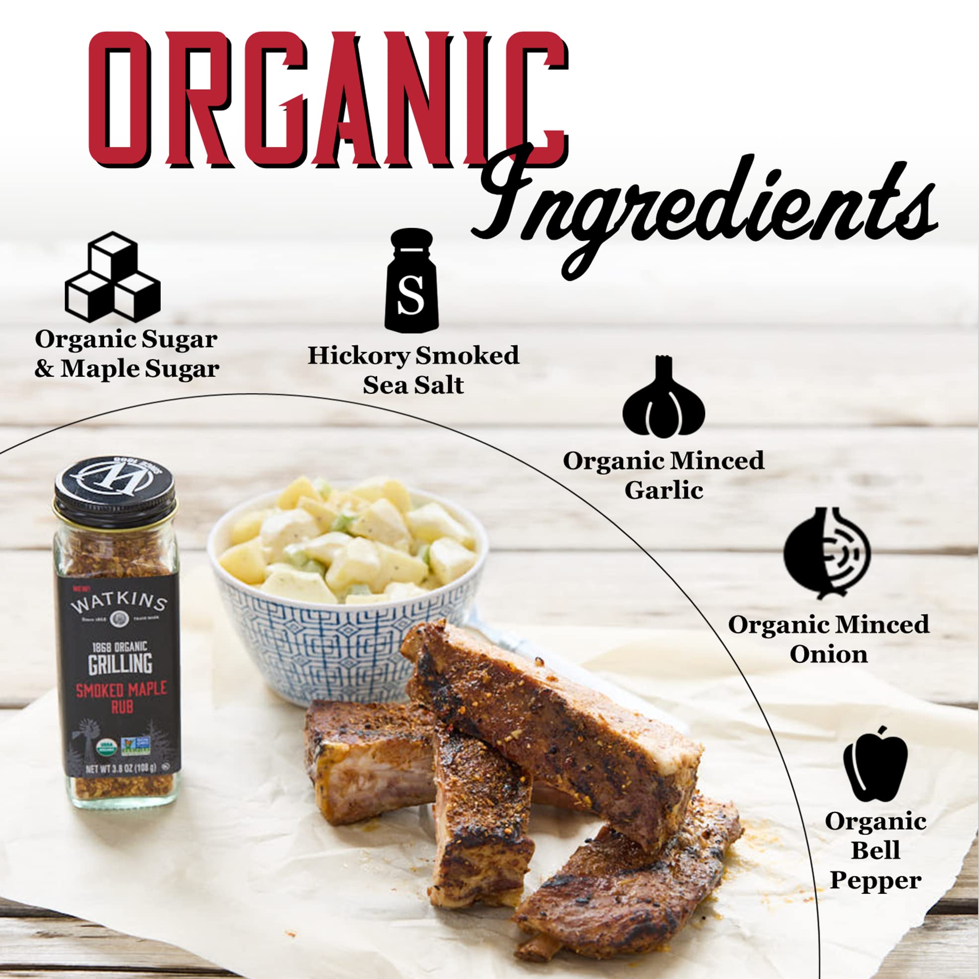 Watkins 1868 Organic Grilling Smoked Maple Rub, 3.8 oz, 3-Pack - Image 5