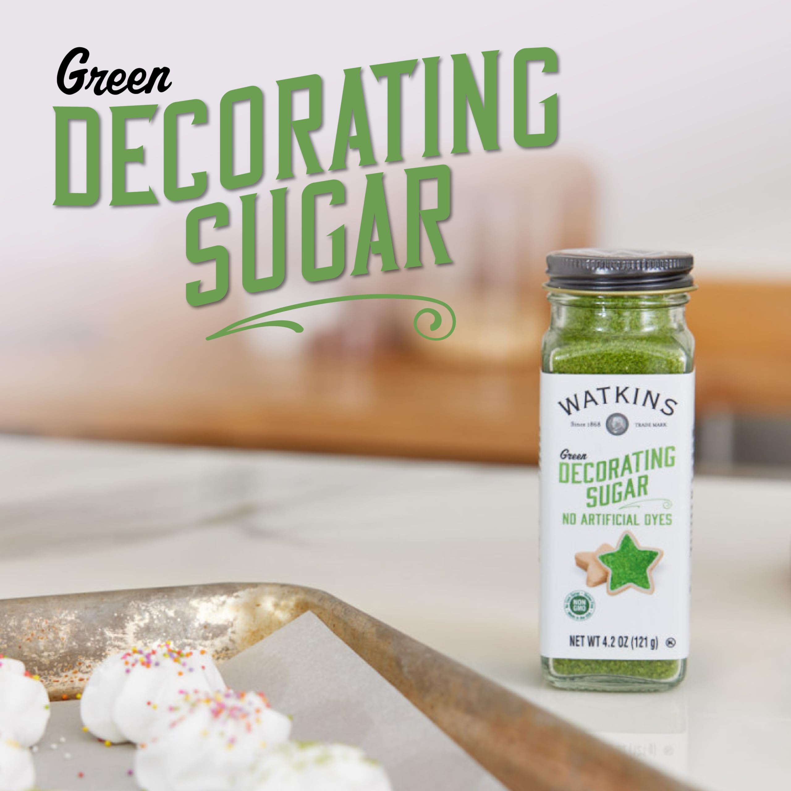 Watkins Green Decorating Sugar (No Artificial Dyes), Non-GMO, 4.2 Ounce, 3-Pack - Image 3