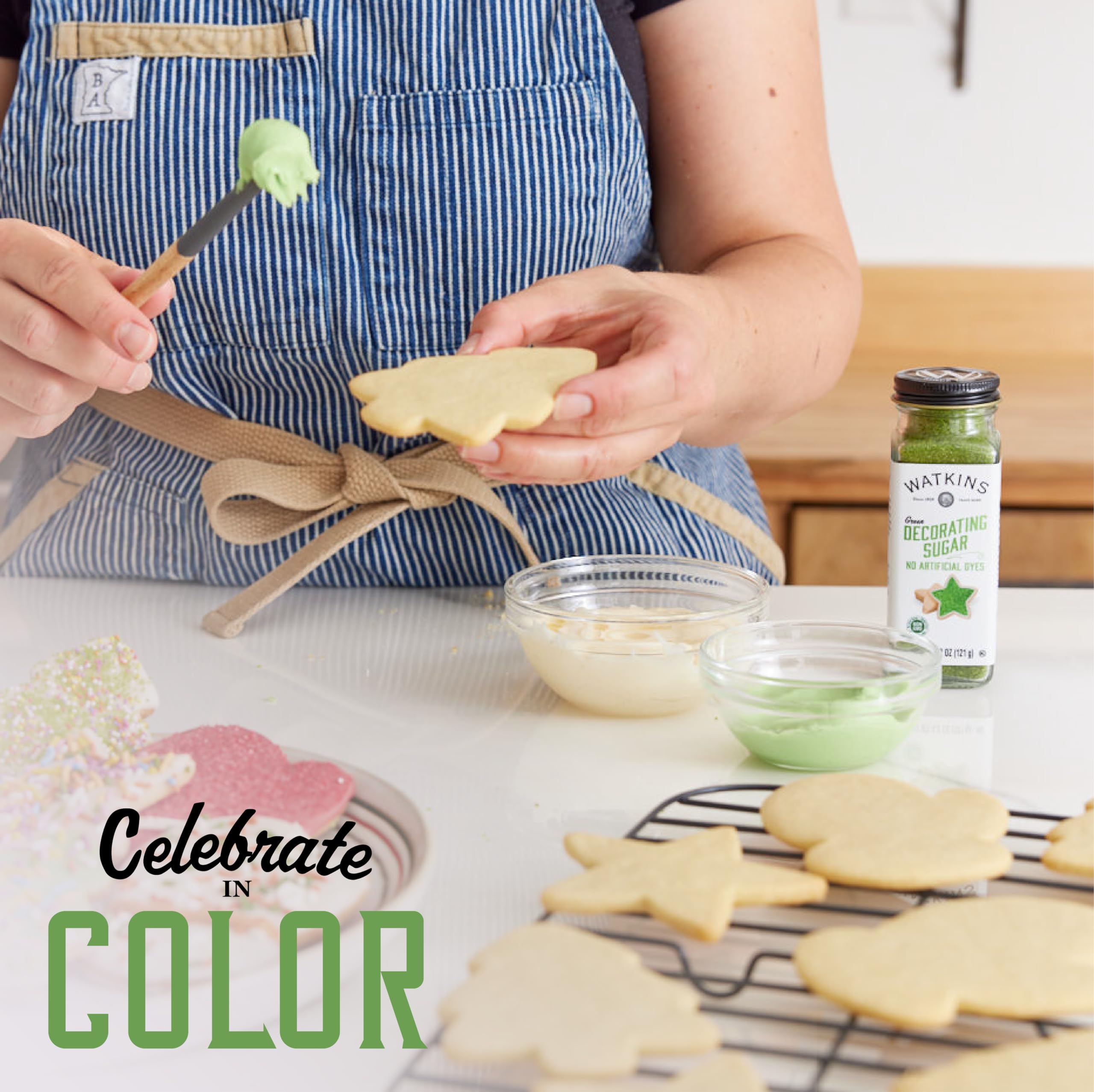 Watkins Green Decorating Sugar (No Artificial Dyes), Non-GMO, 4.2 Ounce, 3-Pack - Image 5