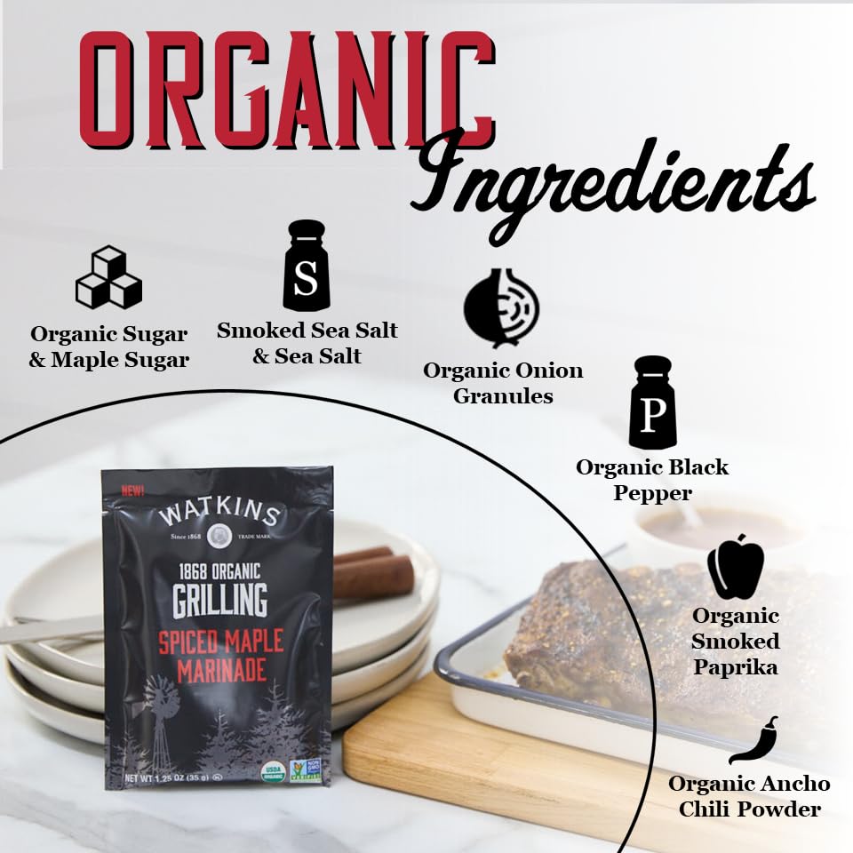 Watkins Organic Grilling Spiced Maple Marinade, 1.25 Oz each, 12 Count (Pack of 1) - Image 3