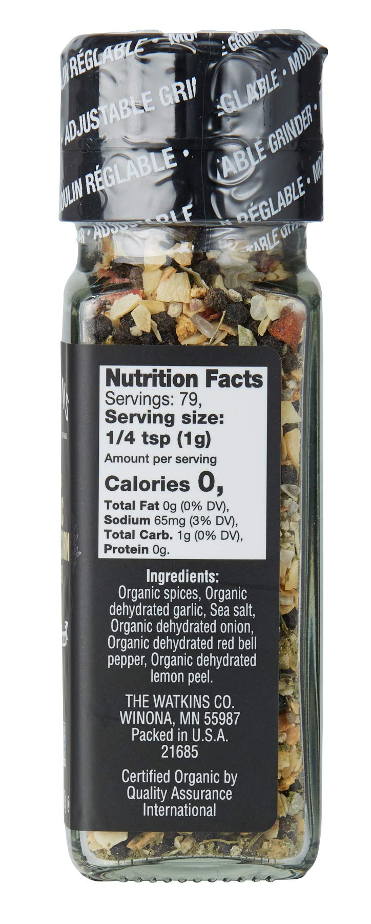 Watkins Organic Grinder, Garlic Peppercorn, 2.7 Ounce, 3-Pack - Image 3