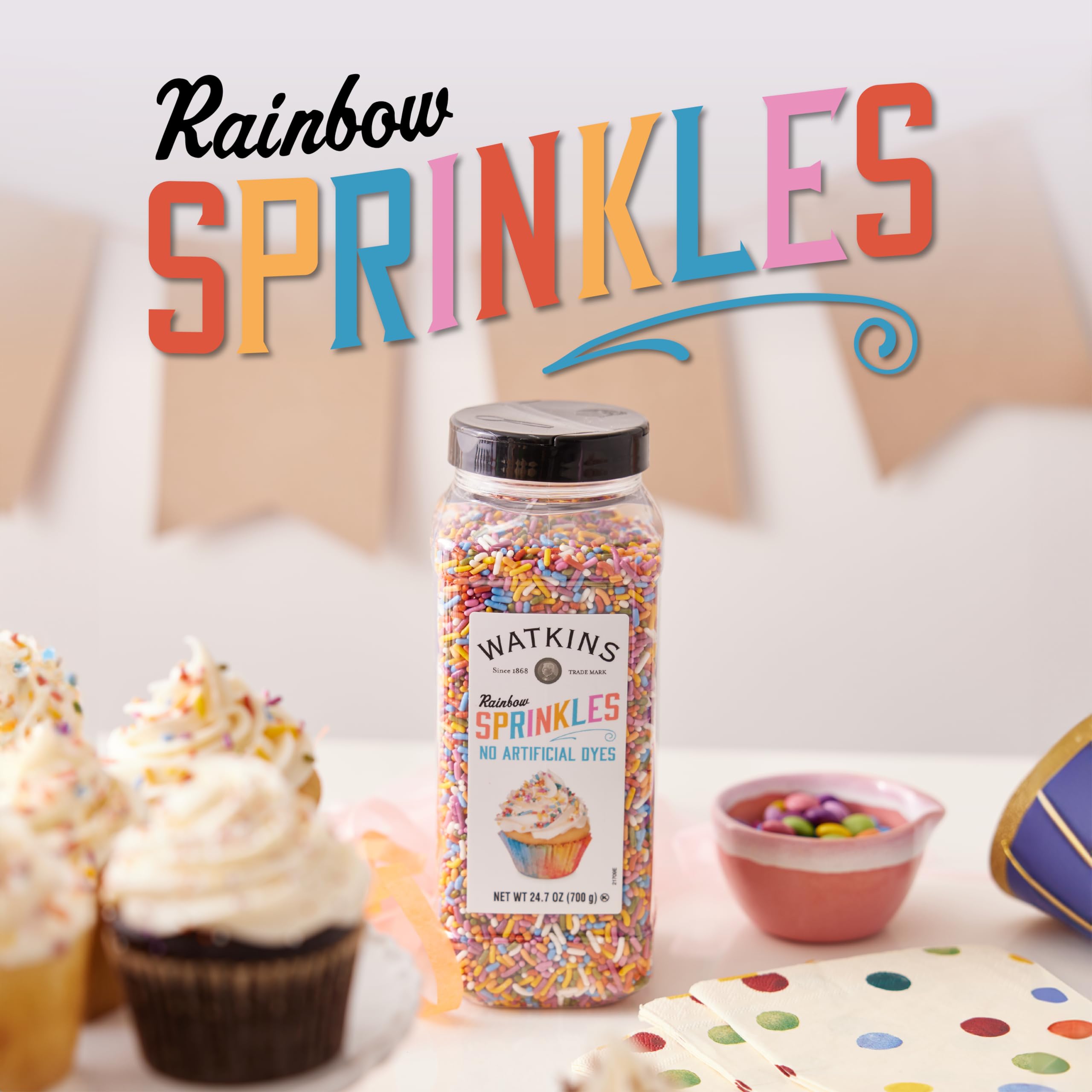 Watkins Rainbow Decorating Sprinkles, No Artificial Dyes, Perfect for Ice Cream and More, 24.7oz - Image 3