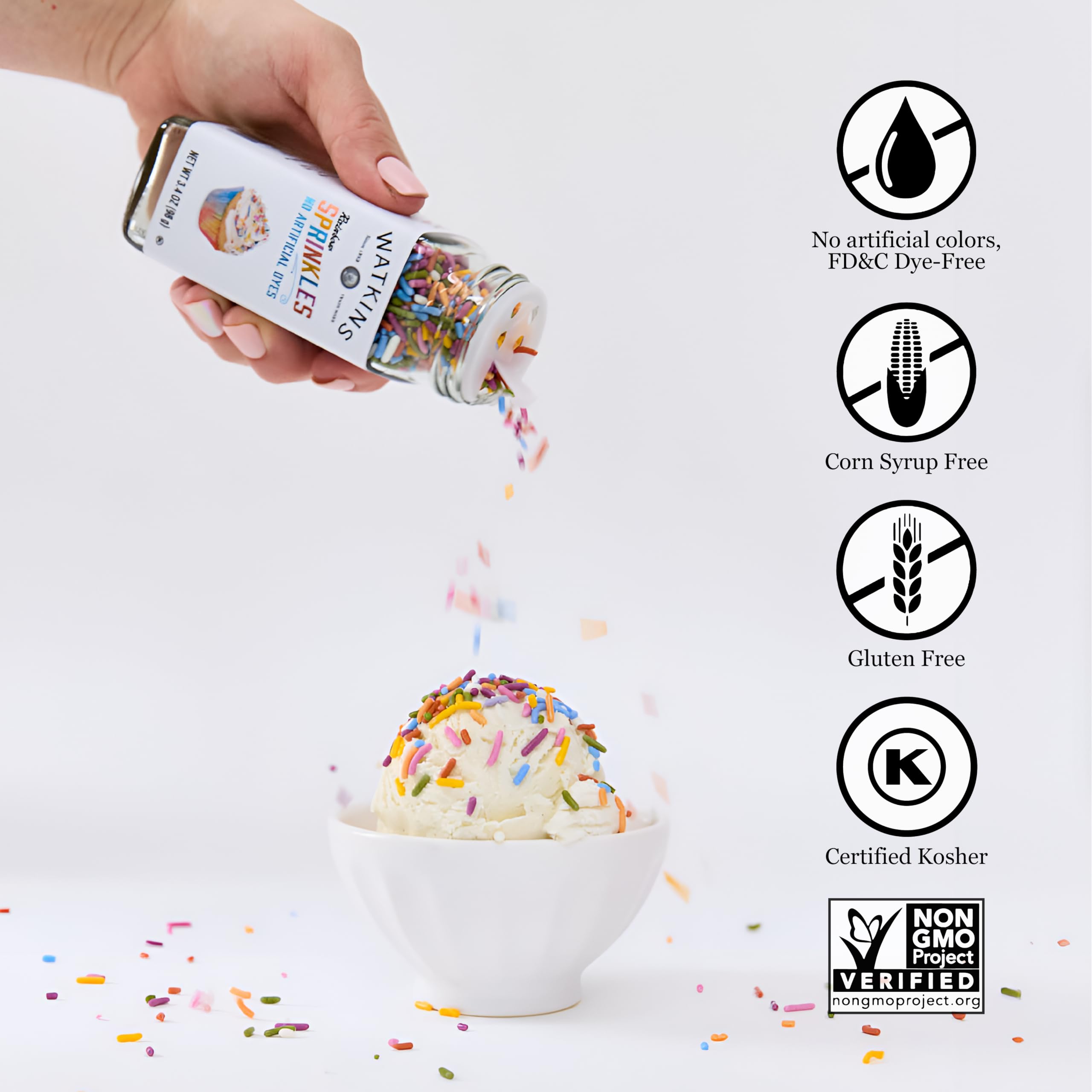 Watkins Rainbow Decorating Sprinkles, No Artificial Dyes, Perfect for Ice Cream and More, 24.7oz - Image 4