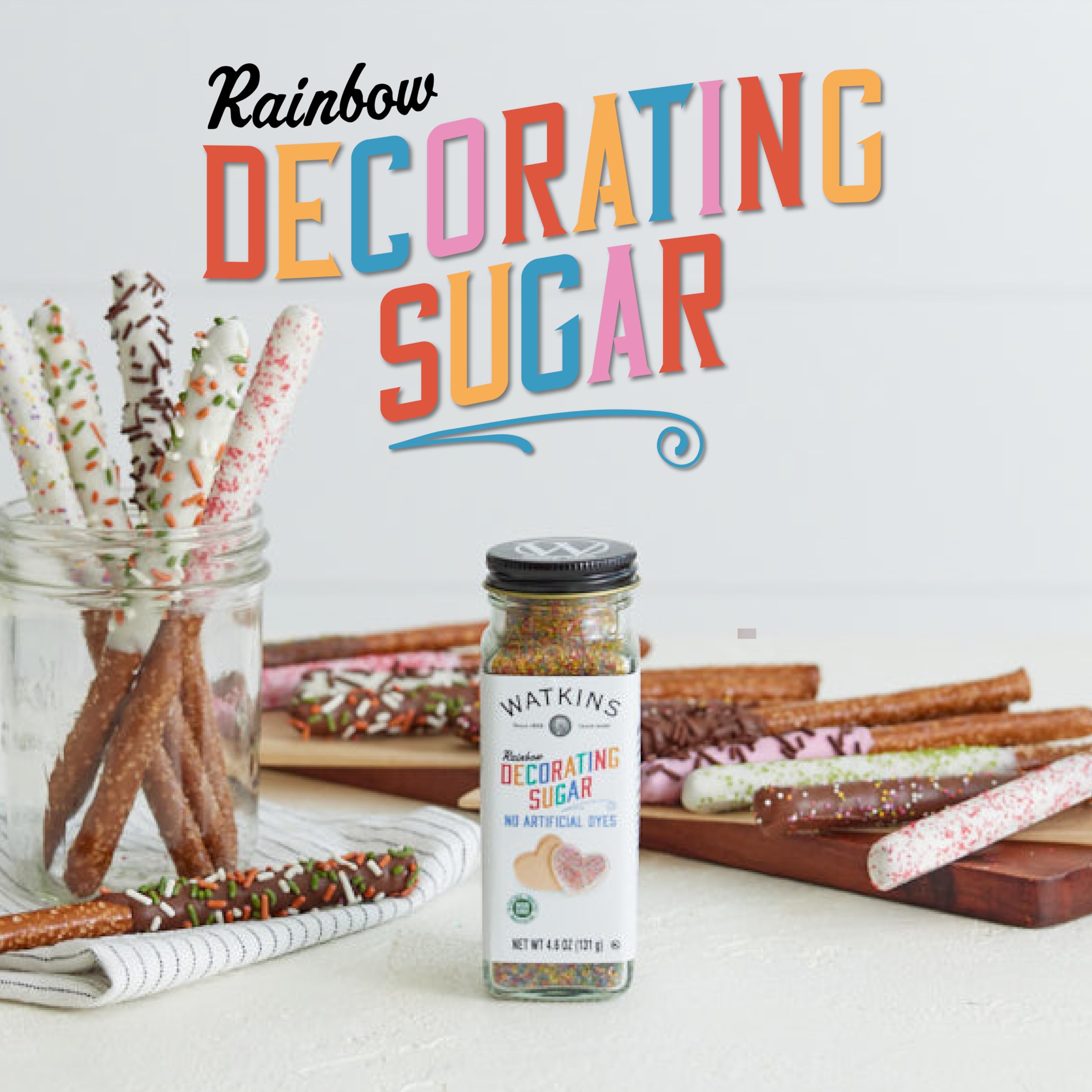 Watkins Rainbow Decorating Sugar (No Artificial Dyes), Non-GMO, Kosher, 4.6 Ounce, 1-Pack - Image 3
