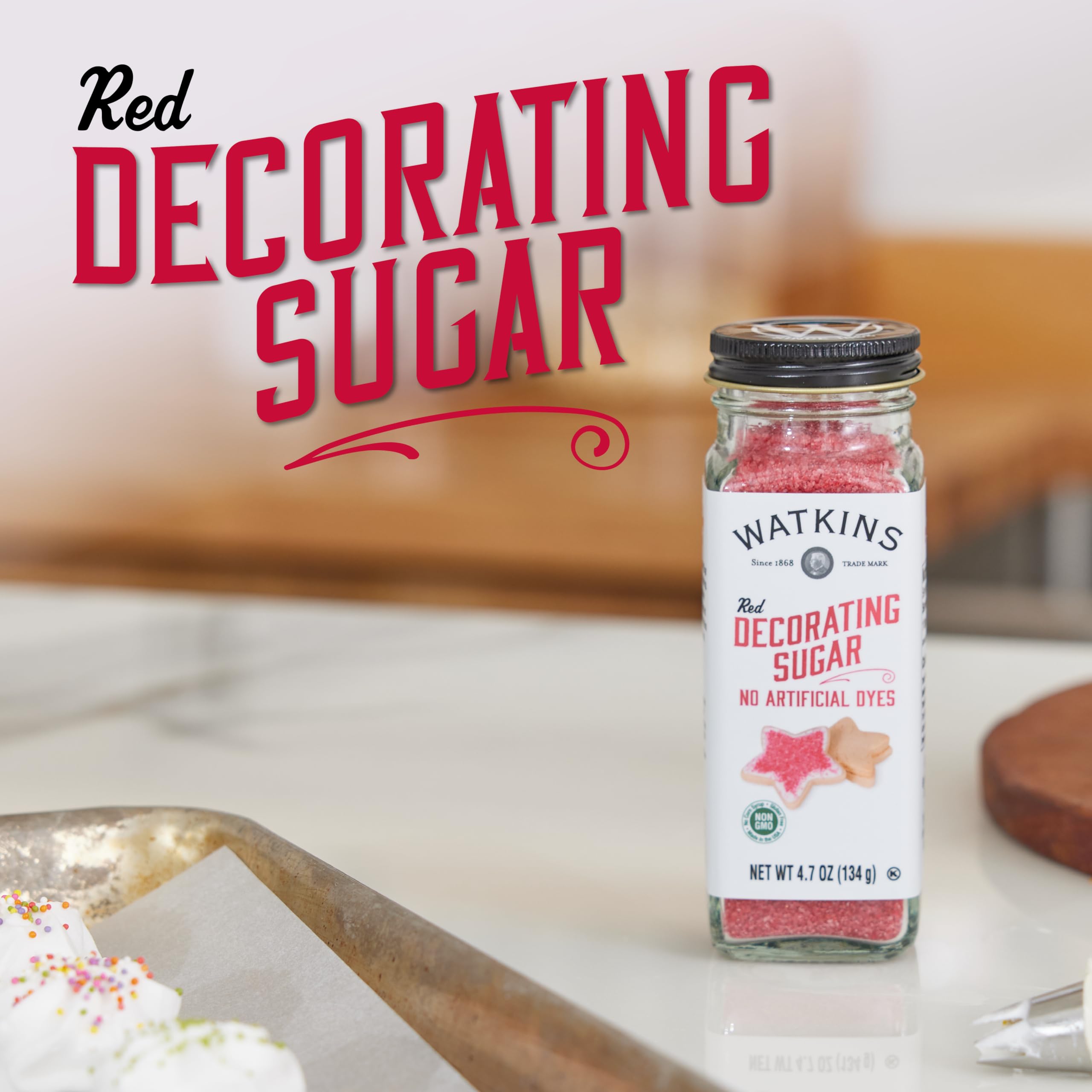 Watkins Red Decorating Sugar, 4.7 Ounce Jar, 3-Pack - Image 3