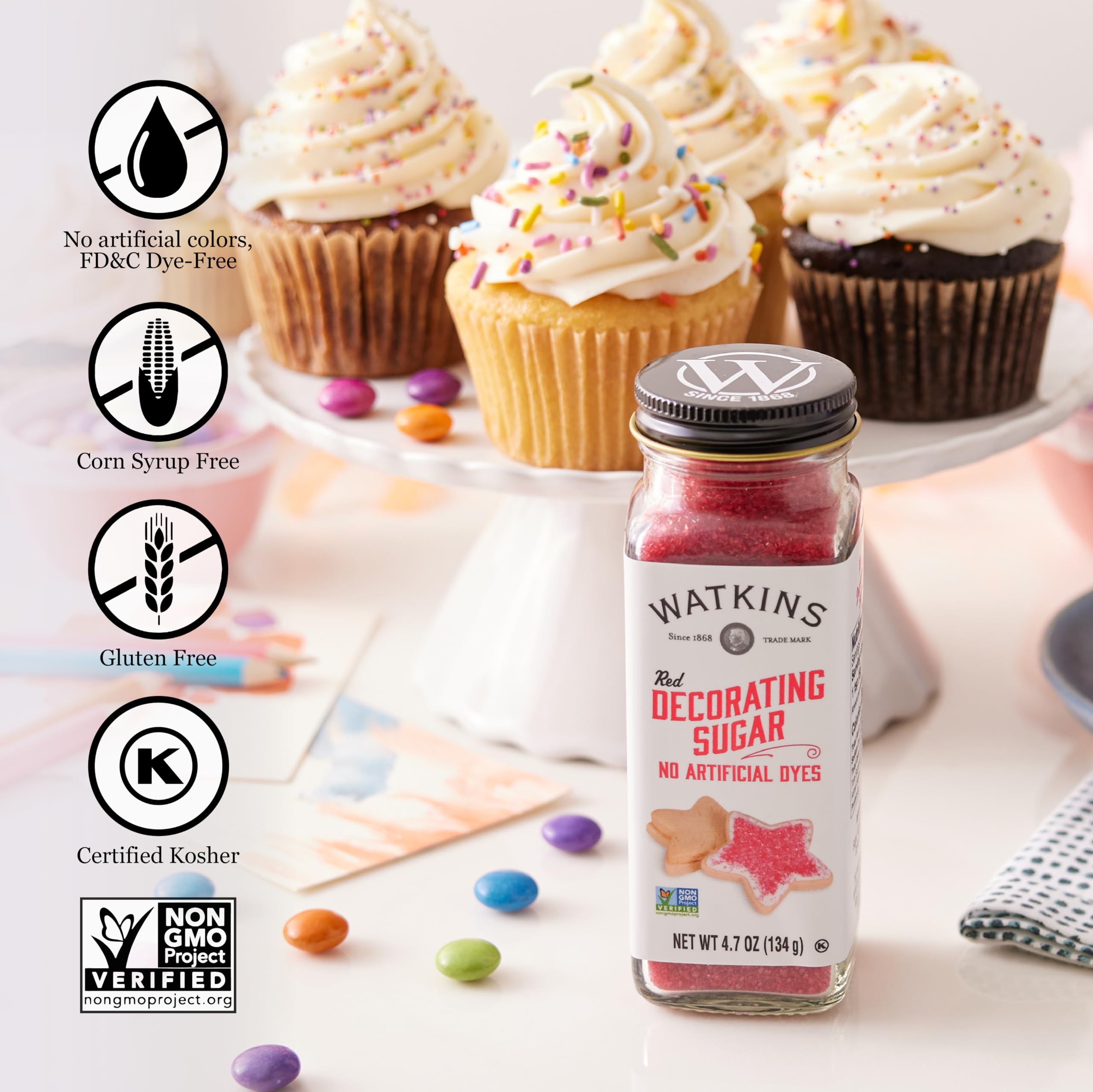 Watkins Red Decorating Sugar, 4.7 Ounce Jar, 3-Pack - Image 4
